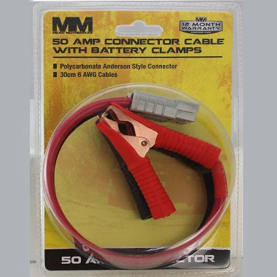 Anderson Connector Cable with Battery Clamps